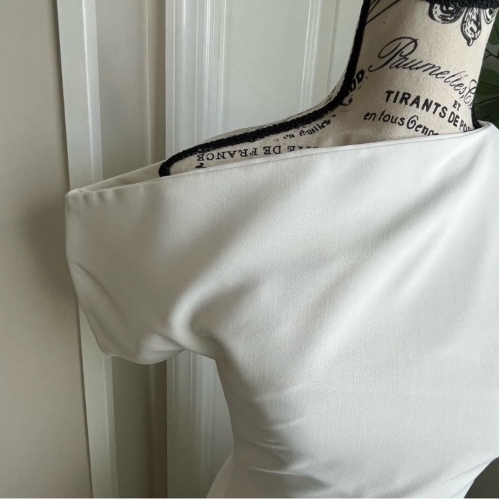L'Espoir Asymmetrical Neckline Midi Paneled Dress White Sz S - Picture 10 of 15